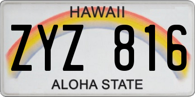 HI license plate ZYZ816