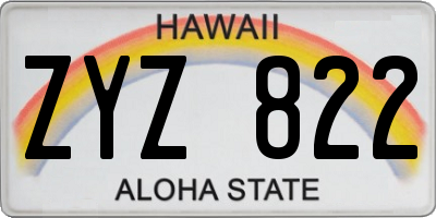 HI license plate ZYZ822