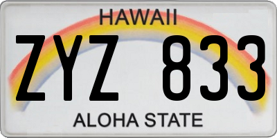HI license plate ZYZ833