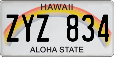 HI license plate ZYZ834