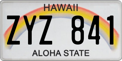 HI license plate ZYZ841