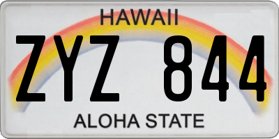 HI license plate ZYZ844