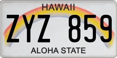 HI license plate ZYZ859