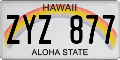 HI license plate ZYZ877