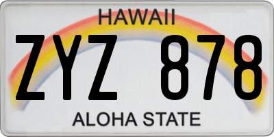HI license plate ZYZ878