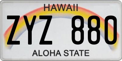HI license plate ZYZ880