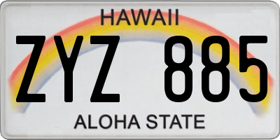 HI license plate ZYZ885