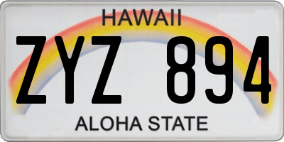 HI license plate ZYZ894