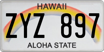 HI license plate ZYZ897