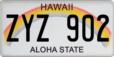 HI license plate ZYZ902