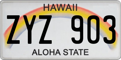 HI license plate ZYZ903