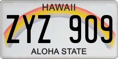 HI license plate ZYZ909
