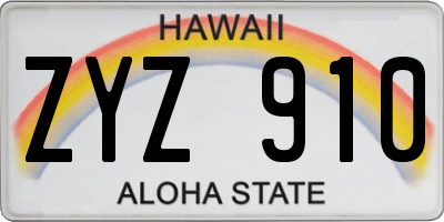 HI license plate ZYZ910