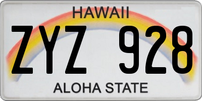 HI license plate ZYZ928