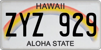 HI license plate ZYZ929