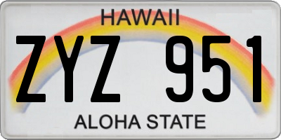HI license plate ZYZ951