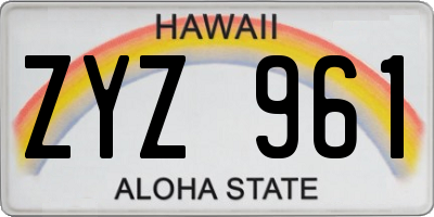 HI license plate ZYZ961