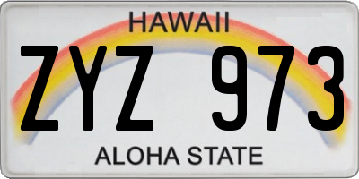 HI license plate ZYZ973
