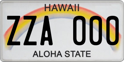 HI license plate ZZA000