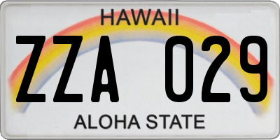 HI license plate ZZA029