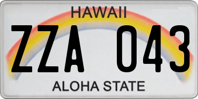 HI license plate ZZA043