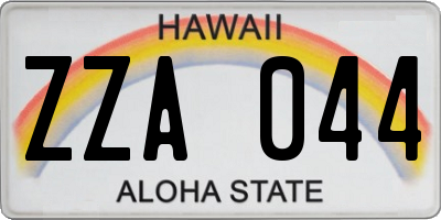HI license plate ZZA044