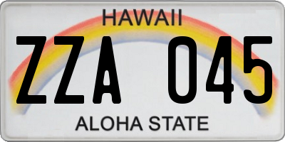 HI license plate ZZA045