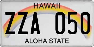 HI license plate ZZA050
