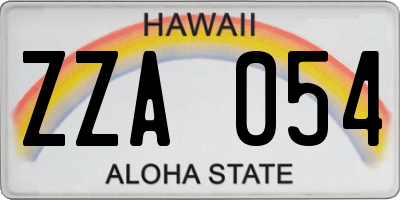 HI license plate ZZA054