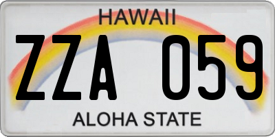HI license plate ZZA059