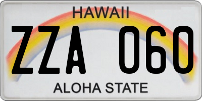 HI license plate ZZA060