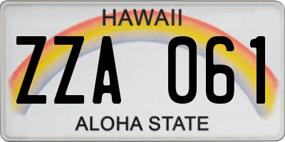 HI license plate ZZA061