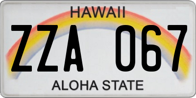 HI license plate ZZA067