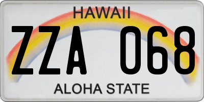 HI license plate ZZA068