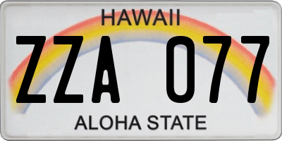 HI license plate ZZA077