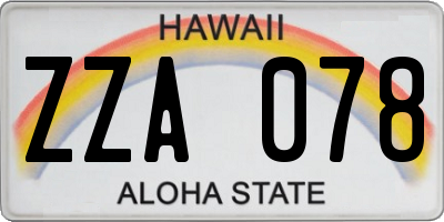 HI license plate ZZA078