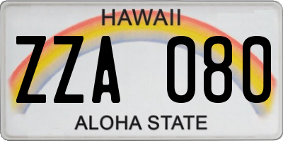 HI license plate ZZA080