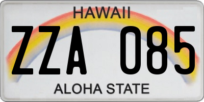 HI license plate ZZA085