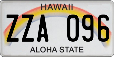 HI license plate ZZA096