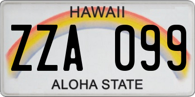 HI license plate ZZA099