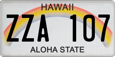 HI license plate ZZA107