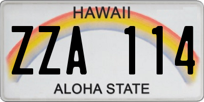 HI license plate ZZA114