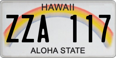 HI license plate ZZA117