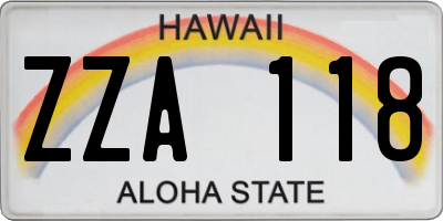 HI license plate ZZA118