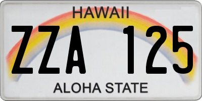 HI license plate ZZA125