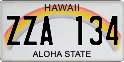 HI license plate ZZA134