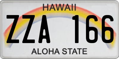 HI license plate ZZA166