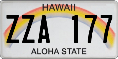 HI license plate ZZA177