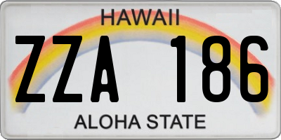 HI license plate ZZA186