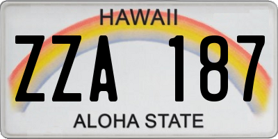 HI license plate ZZA187